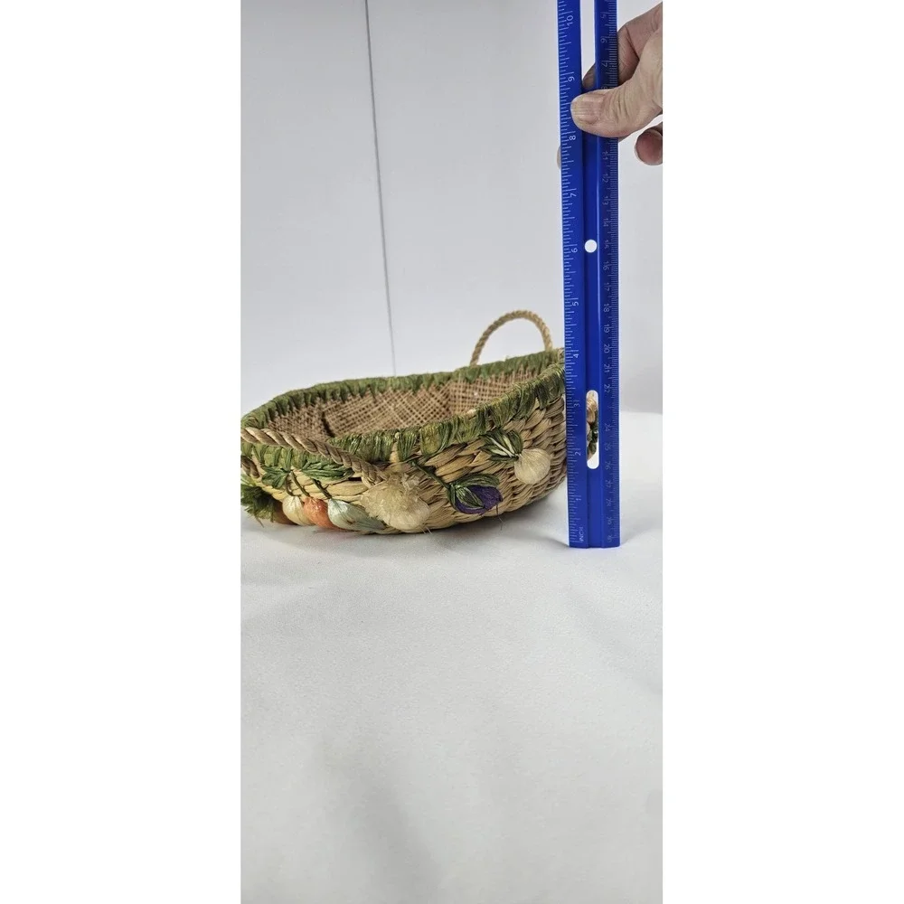 Vintage Woven Harvest Basket Vegetable Decor Straw Market‎ Basket Farmhouse